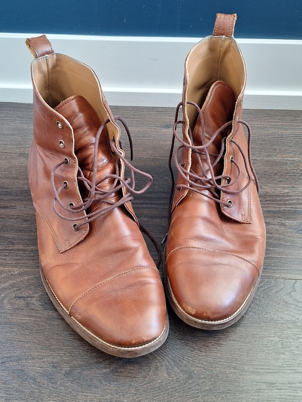 Men's Tan Leather Lace-Up Dress Boots